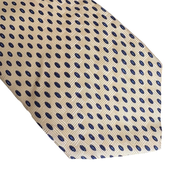 Savile Row Other - Savile Row 100% Silk Tie‎ Gold Navy Oval Dot Pattern Made in USA Men's Necktie